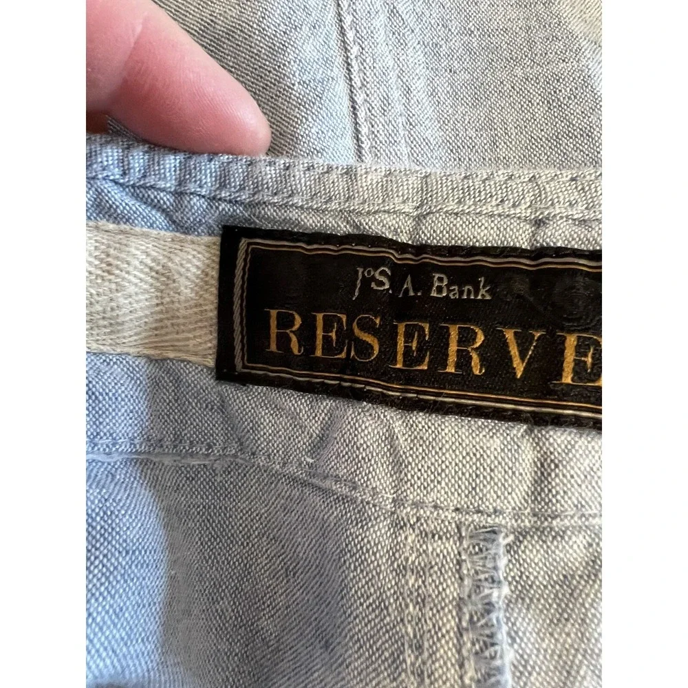 Jos‎ A Bank Reserve Mn 36x30 Light Blue 100% Linen Drawstring Waist Straight Pan